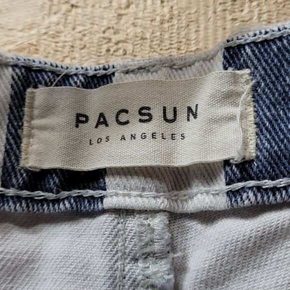Vintage 90s PacSun Junior's Size 27 Retro Cut off Denim Shorts Mom Jean Striped - Picture 8 of 10